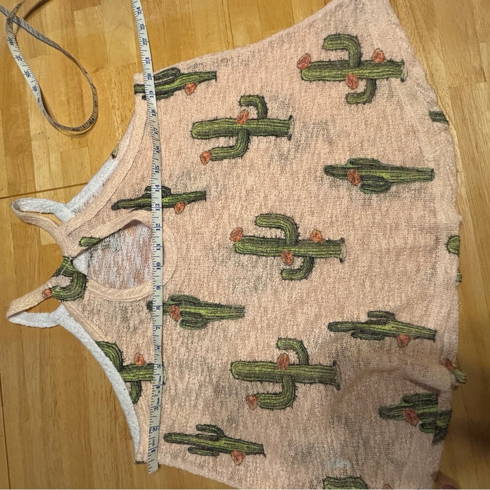Boho Cactus Burnout Tank Top Western Coastaal Cowgirl Desert Aesthetic Flowy M - Picture 8 of 10